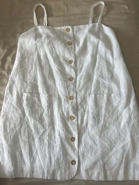 J. Crew White Linen-Blend Button Front Dress